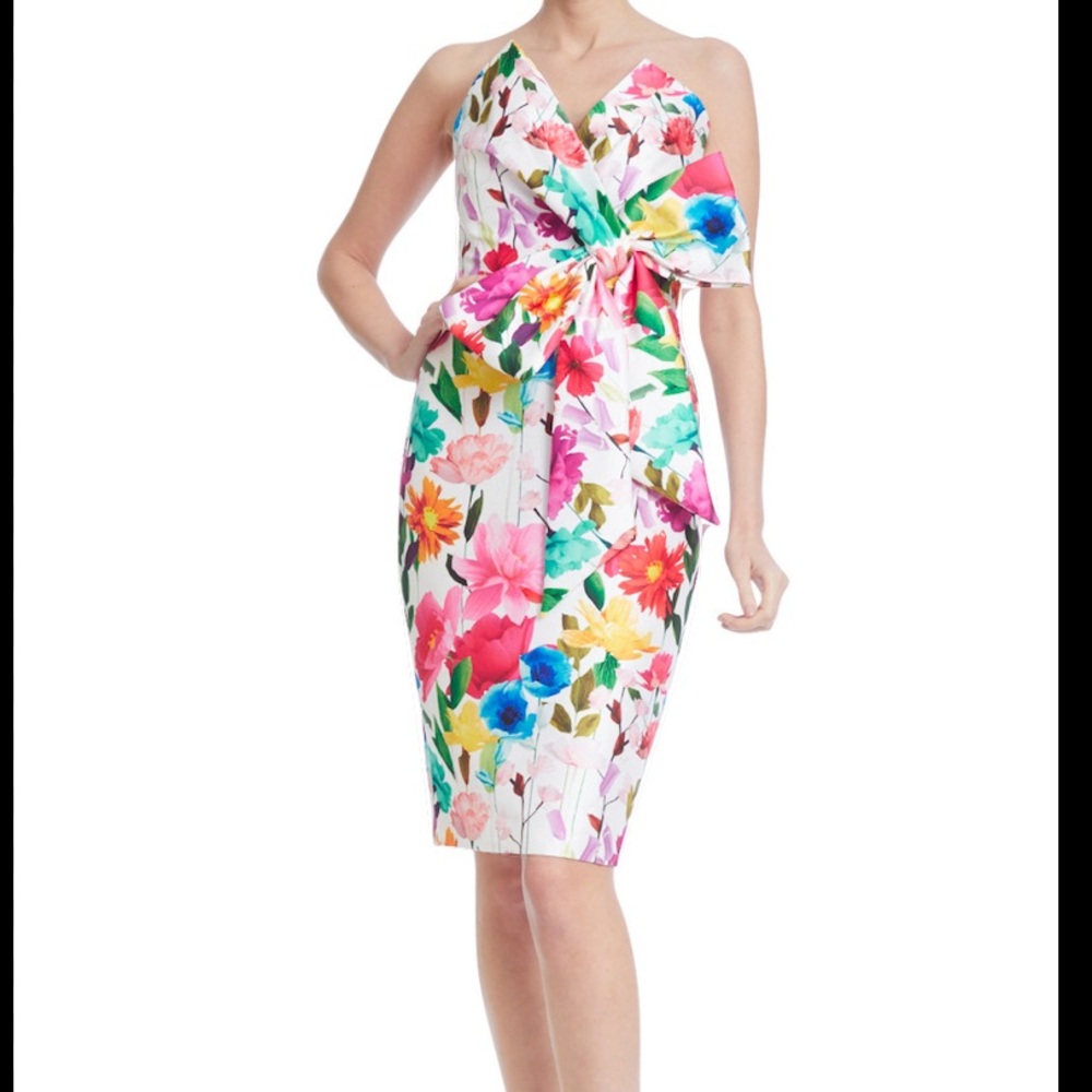 Badgeley Mishka Floral Strapless Dress size 2
